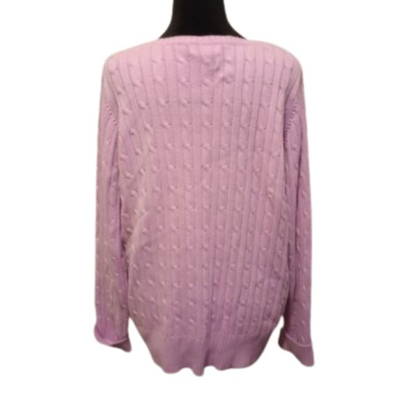 St. John's  Bay Women's Size XL Pink Cable Knit Sweater - Picture 2 of 8